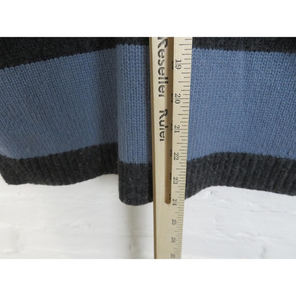 Madewell Sweater Womens Small Rugby Stripe Polo Blue Gray Stripe Mock Neck Wool - Picture 8 of 8